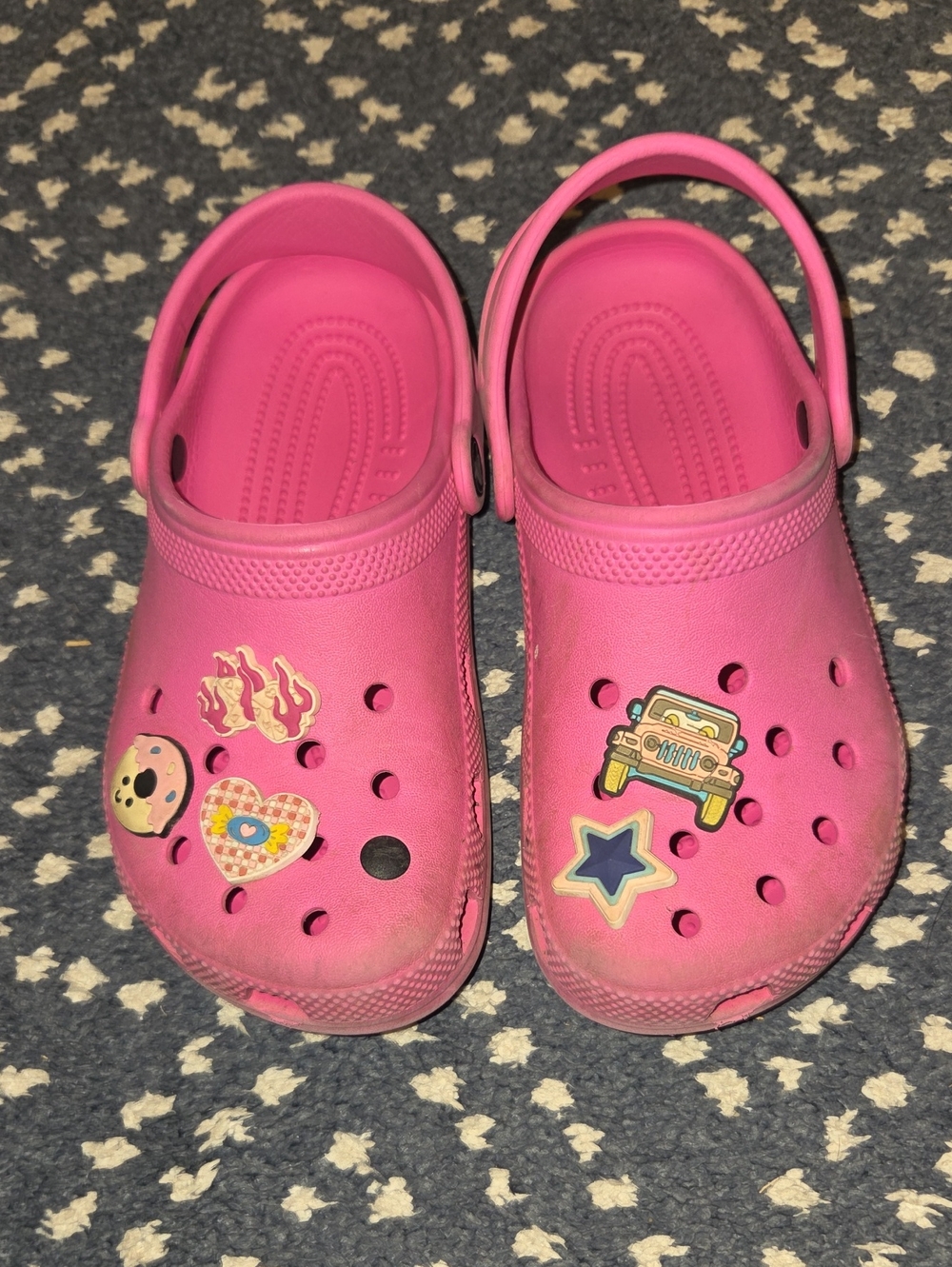 CROCS Kids' Bright Pink Slip-On Clogs with Charm Accents Size 2